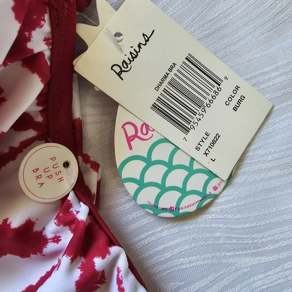 Raisins Dark Red and White Bikini Set NEW with Tags - Picture 10 of 11